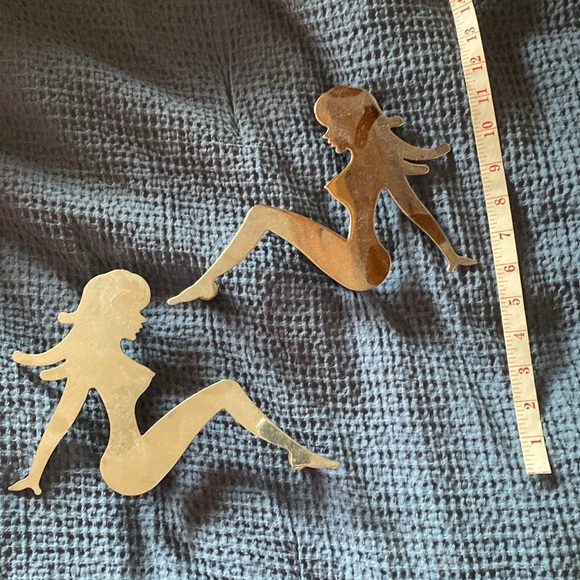 Vintage Chrome Truck Mascot Silhouette of Retro Naked Woman Ornaments 60-70's 🎁 - Picture 5 of 10